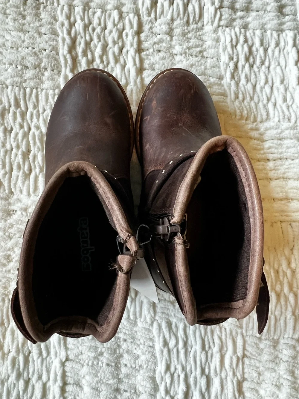 Children's Dark Brown Studded Ankle Boots with Buckle Accent